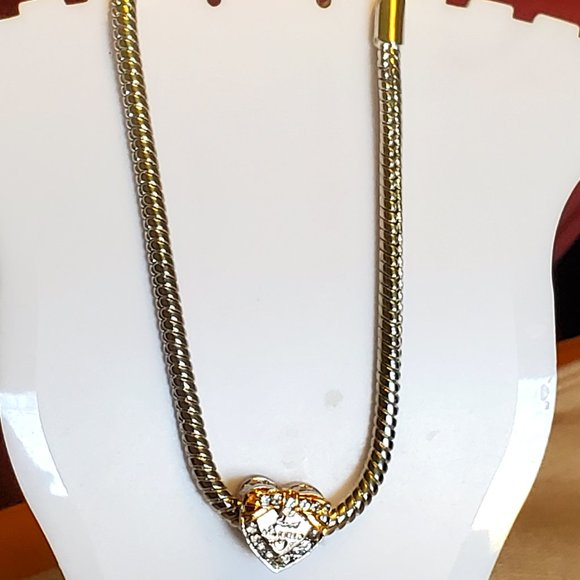 7.5" Stainless Steel Bracelet Just Married Charm - Picture 2 of 4